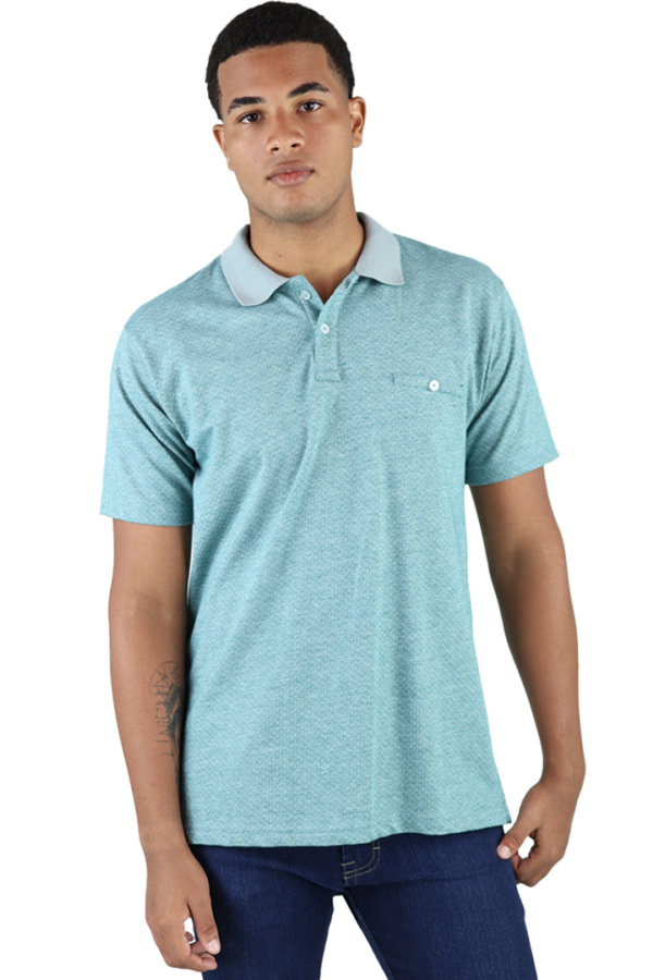 Playera Tipo Polo Tela Tipo Tejido Color Verde Con Bolsa Falsa Para Caballero